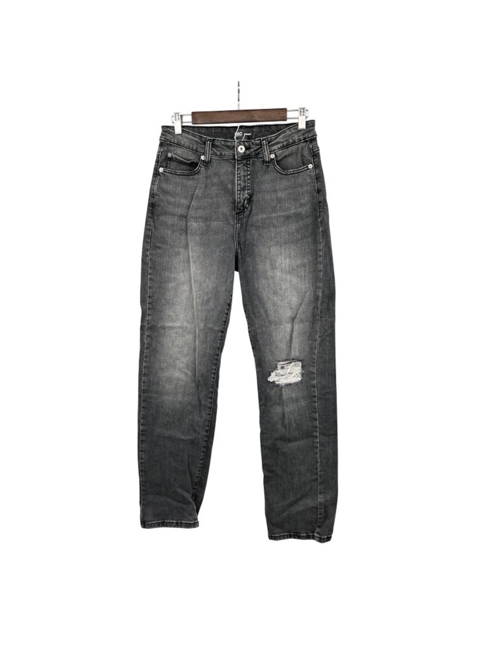 INC International Concepts Womens Straight Leg Jean Gray Distressed High Rise 10